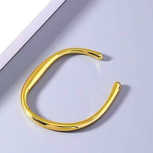 Gold Irregular Geometric Bangle Bracelet, Cuff, Gold Plated, 18K